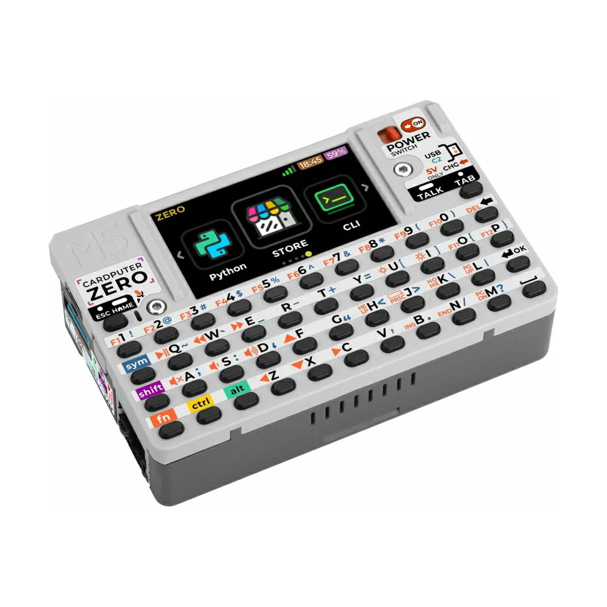 M5Stack Cardputer Zero from the front at an angle