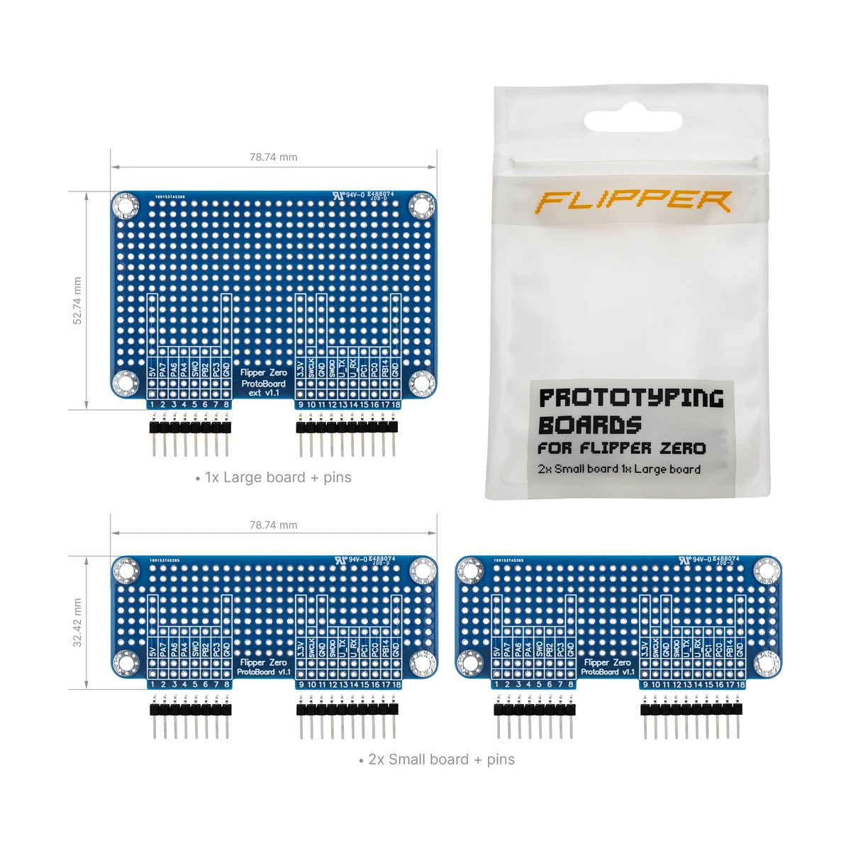 Flipper Zero prototyping boards set
